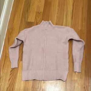 Evereve Soft Pink Ribbed Turtleneck Sweater
